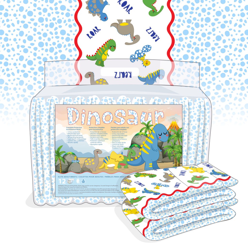 Abdl Rearz Dinosaur Diapers 12 Pieces Shopee Singapore