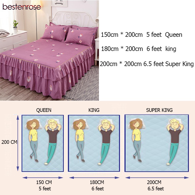 Cadar Queen 3 In 1 Ropol Set Bed Sheet 2 Pillowcase Skirt Bedspread 150 200cm 180 200cm 200 200 Shopee Singapore