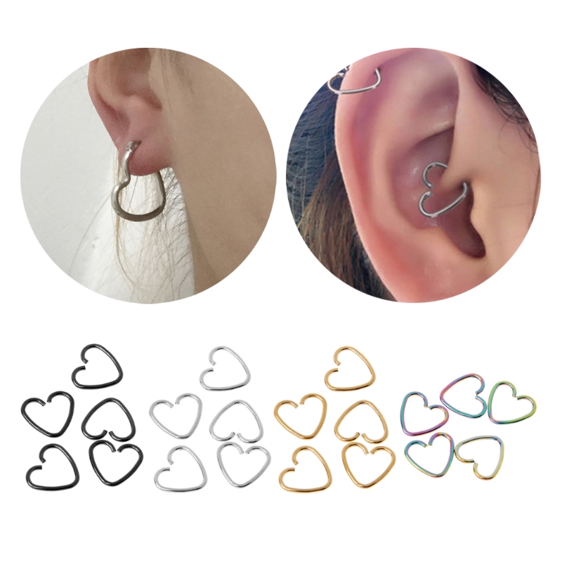 Xt Eh Heart Shaped Fake Tragus Piercing Hoop Helix Cartilage Tragus Daith Stud Earring Shopee Singapore