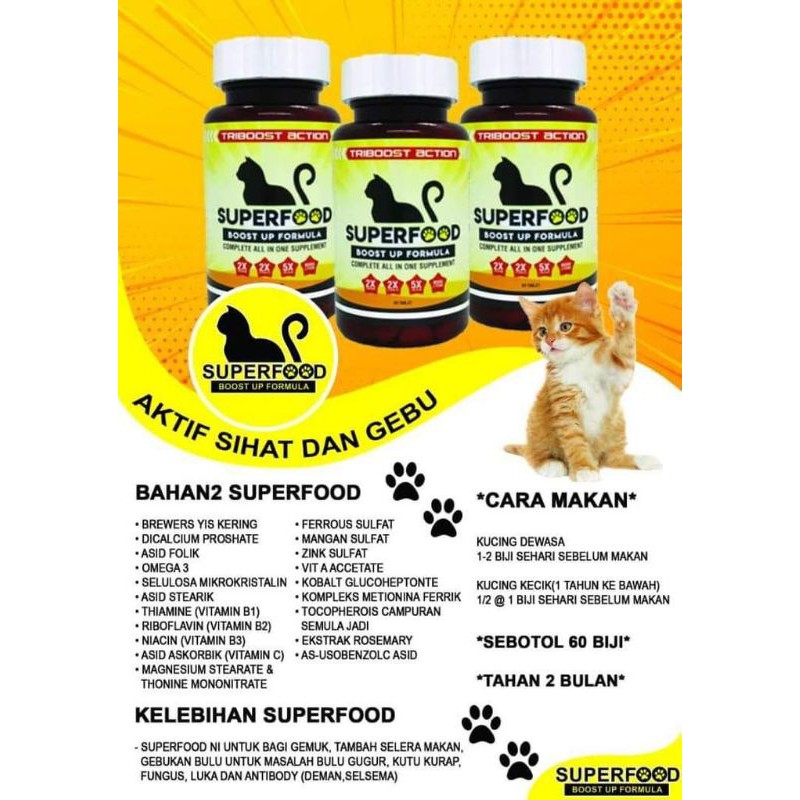 Shop Malaysia] SUPERFOOD VITAMIN KUCING CAT BOOSTER CAT VITAMIN 