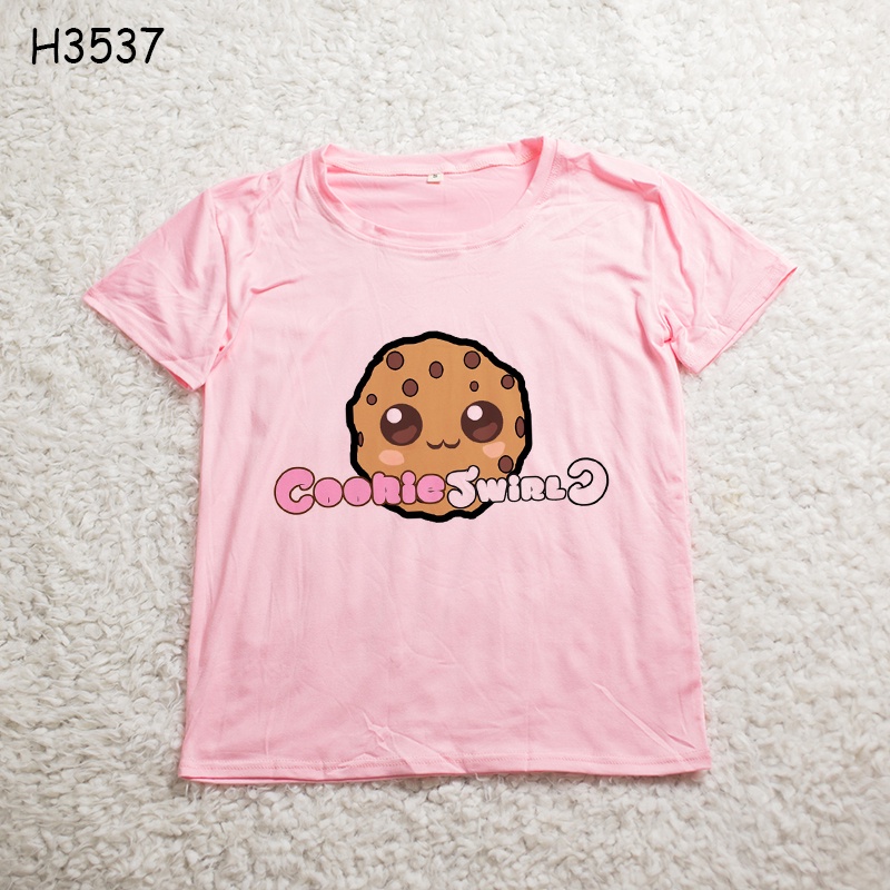 COOKIE SWIRL C Cartoon Cute Pink Children's T-shirt Summer Fashion Baby Kid Clothes Unisex Top