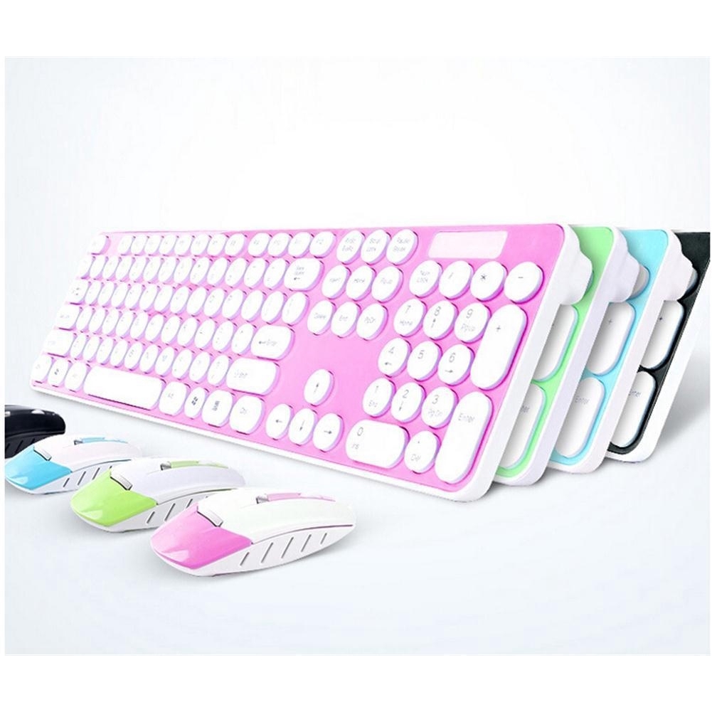 Cute Color Series 2.4GHz Wireless multimedia Keyboard & Mouse Set For PC Laptop.
