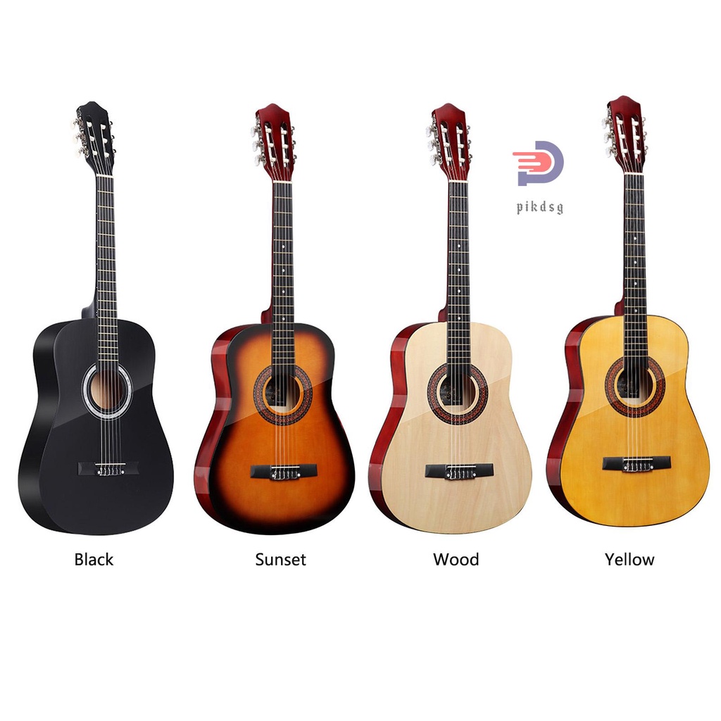 【Ready Stock】38'' Classic Acoustic Guitar 6 Strings Wooden Guitar for Students Beginners (Wood)