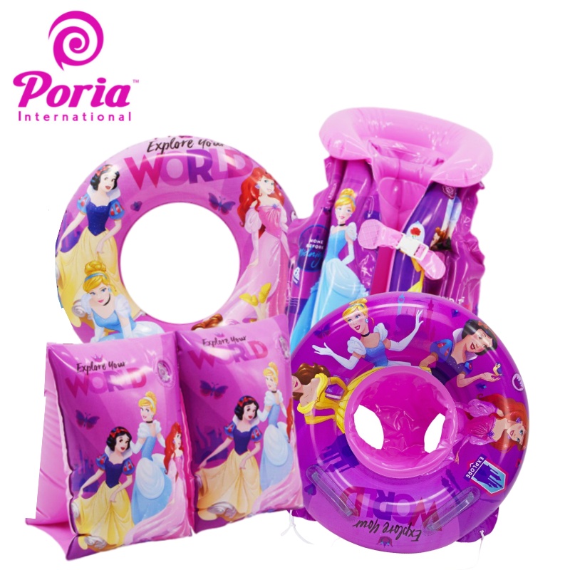 PORIA Disney Princess Pink Kids Children Inflatable Swimming Products Swim Vest Ring Float Seat