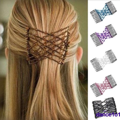 1so New Women Magic Plastic Beads Double Hair Comb Grip Clip