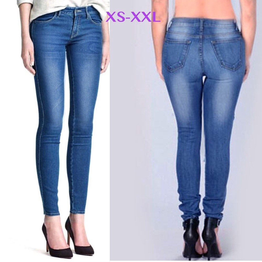 Women Fashion Low Waist Slim Stretch Denim Skinny Jeans Long Trousers For Women S 3xl Shopee Singapore