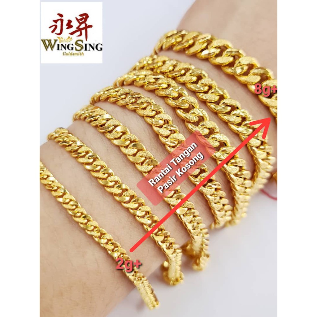 Shop Malaysia Wing Sing 916 Gold Hollow Sand Dunhil Bracelet Empty Sand Hand Chain Shook Gold 916 Shopee Singapore