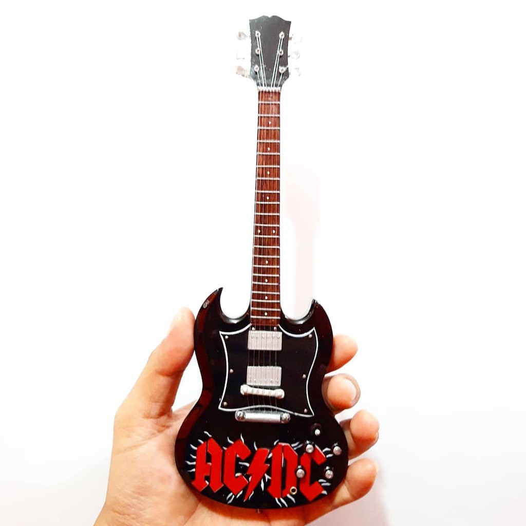 Miniature Guitar Gibson SG Black Angus Young ACDC Logo | Shopee Singapore