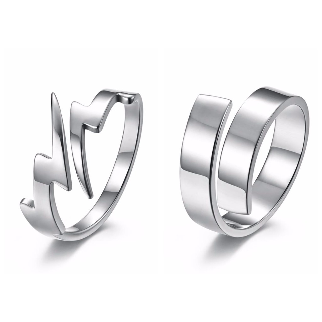 Image of Unisex Minimalist style lightning opening ring personality hollow titanium steel ring qf053 #0