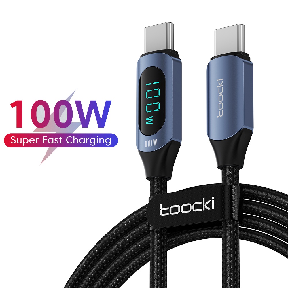 PD 100W 6A Fast Charge Cable Quick Charge 4.0 USB Type C to Type C Digital Display Data Cable