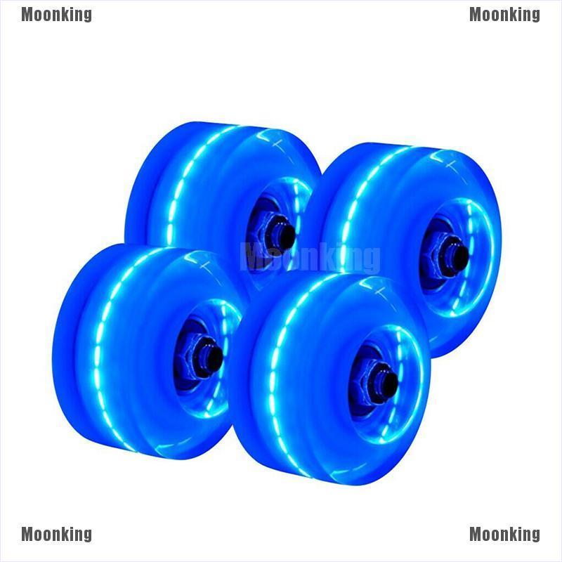 Leisure and Athletics High-Performance Skateboard Wheels Outdoor Quad Skating Wheels Meet All Kinds of Floors LINGDANG 4PC Luminous Light up Wheels with Bank Roll Bearings Installed 