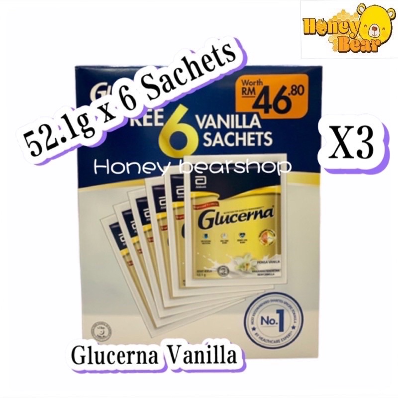 Abbott Glucerna Vanilla Sachet ( 18x52.1g sachets = 937.8g )Exp 03/2023
