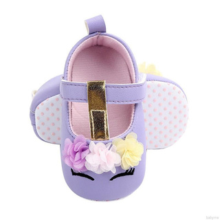 Baby Girls Toddler Infant First Walkers Non-Slip Floral PU Princess Shoes #8