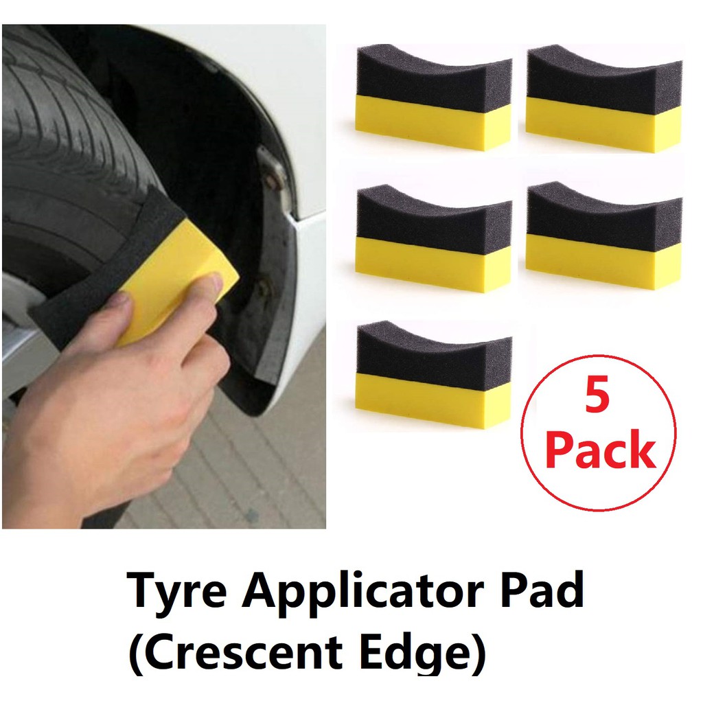 Local Instocks| 5 Pcs Tyre Applicator Pad | Rim Brush | Tire Shine | Tyre Shine | Crescent Shaped