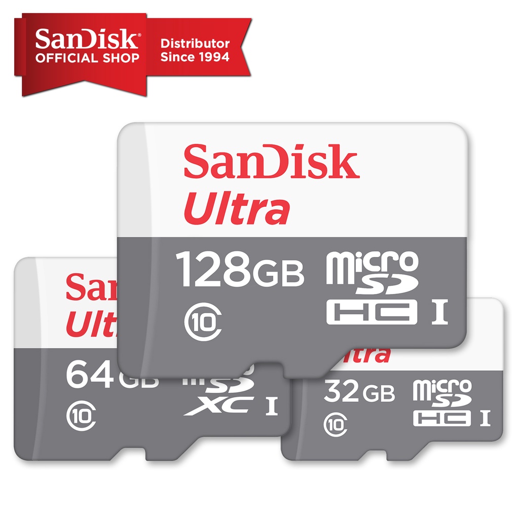 SanDisk Ultra microSDXC UHSI cards 32 GB64GB 128GB 100MB/s Class 10