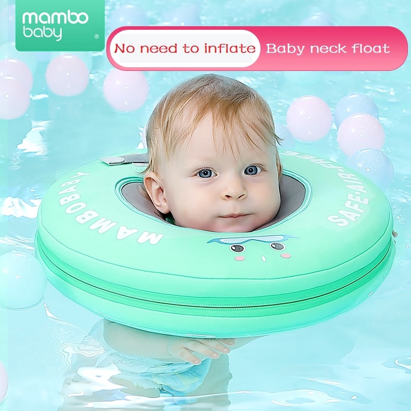 babies floating in pool by neck