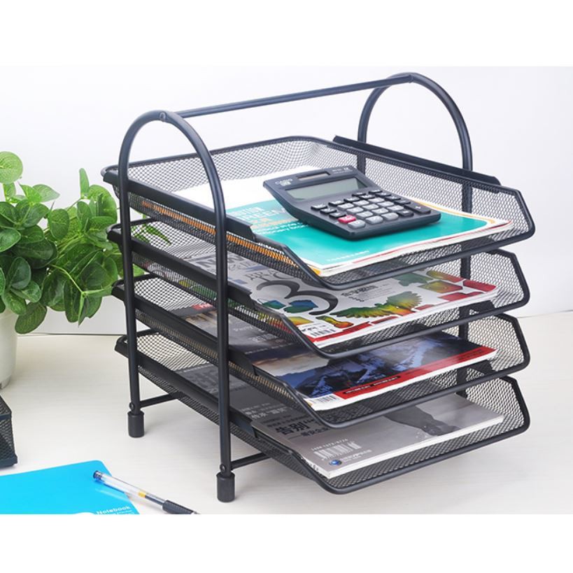 4 Slot Horizontal Document Tray Home Office Organizer A4 Table