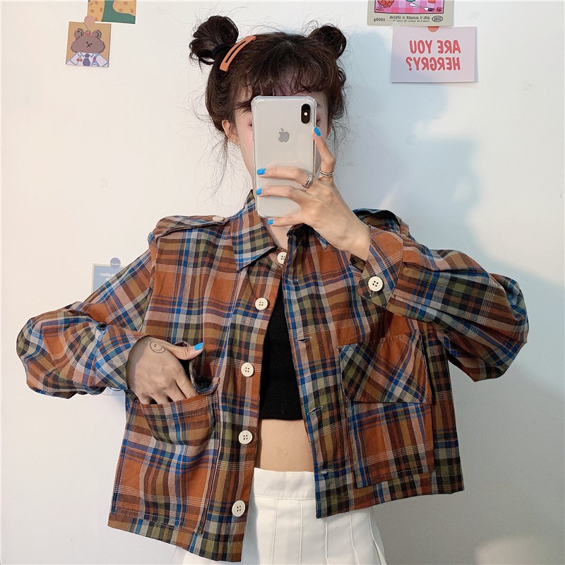 plaid short jacket