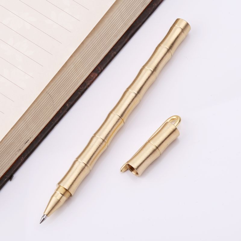 Vintage Brass Bamboo Joint Gel Pen Detachable Metal Rollerball Pen Collection