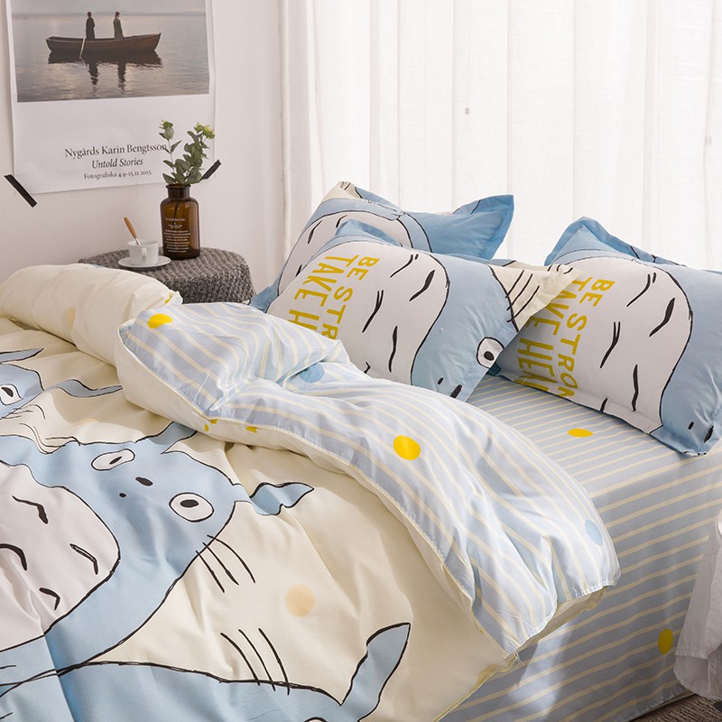 1set 3 4pcs Bedding Quilt Cover Bedsheets Pillow Cases Totoro