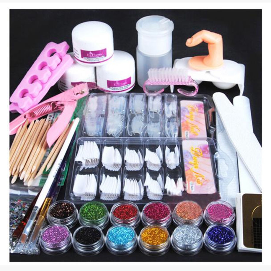 23pcs Acrylic Nail Art Kit Manicure Set 12 Colors Nail Glitter Powder Acrylic Pen Brush Nail Art Tool Kit Shopee Singapore