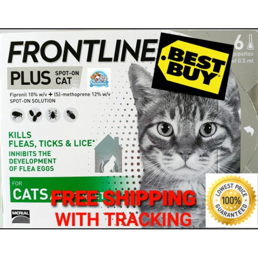 FRONTLINE PLUS SPOT ON FOR CATS( 6 PIPETTES) FLEA & TICKS TREATMENT