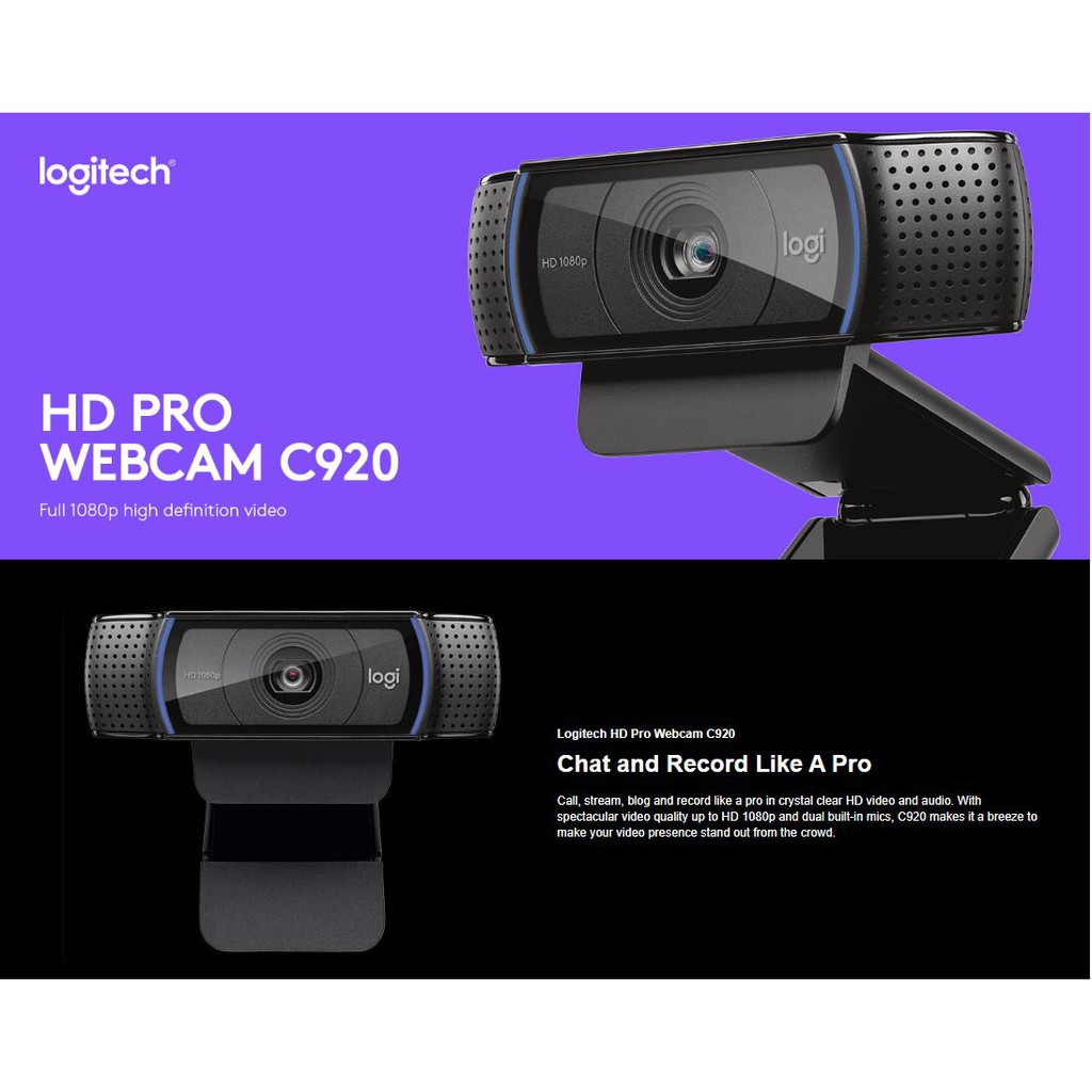 Logitech C9 Hd Pro Webcam 1080p Video Call Usb Web Cam Desktop Laptop Lcd Monitor Web Camera With Stereo Mic 2yr Shopee Singapore