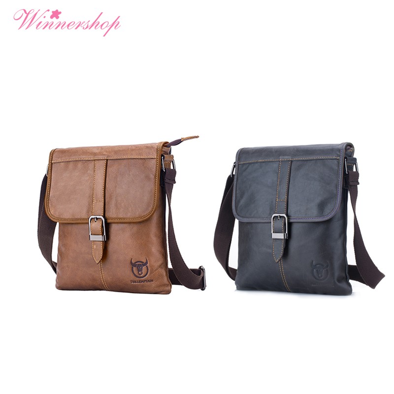 bullcaptain men genuine leather shoulder bag