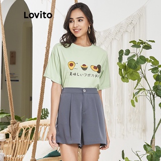 Image of Lovito Plain High Waist Buttons Straight Leg Shorts L02047 (Black/Gray)