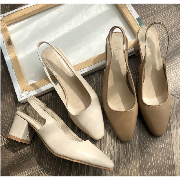 beige high heels shoes