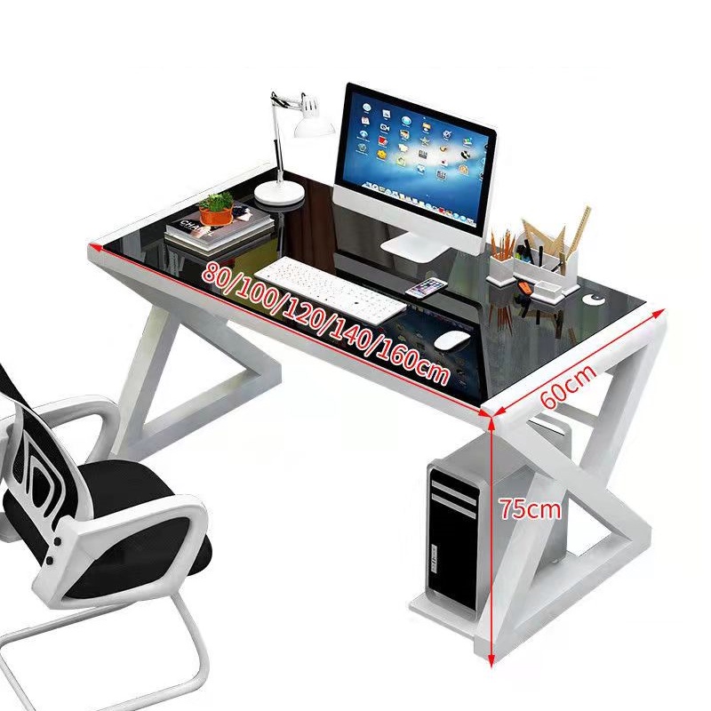 YOULITE Tempered Glass Computer Desk Gaming Table Game Study Table Ergonomic Table Office Table