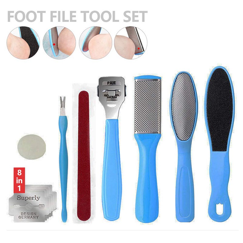 8 in 1 Foot File Set, Professional Pedicure Kit, for hard skin Double-Sided  Files Exfoliating Prevent Dead Skin, Foot Skin Care Tool | Shopee Singapore