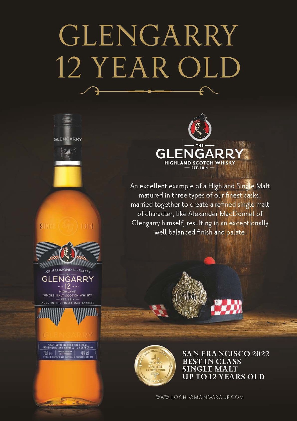 The Glengarry 12 Year Old Highland Single Malt Scotch Whisky [ SFWSC