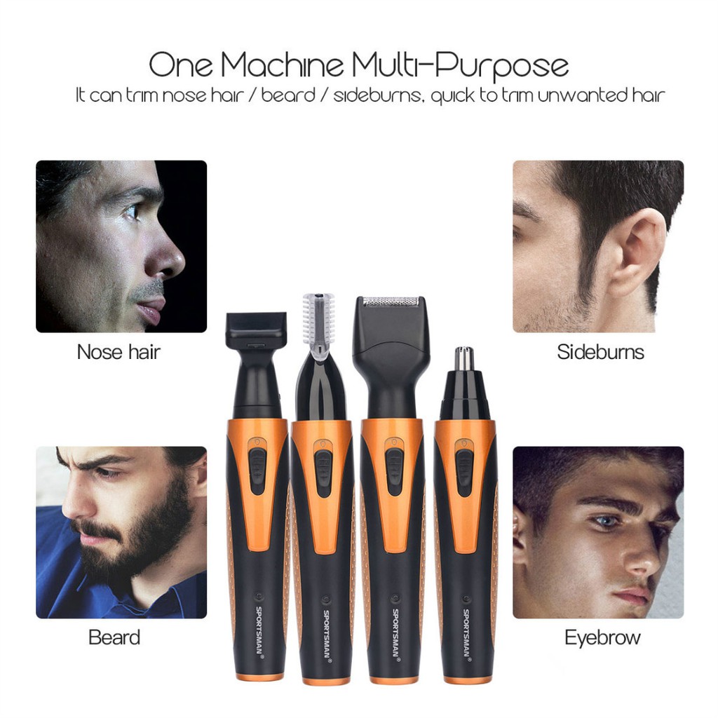 Men 4 In 1 Electric Nose Ear Hair Trimmer Eyebrow Beard Sideburns