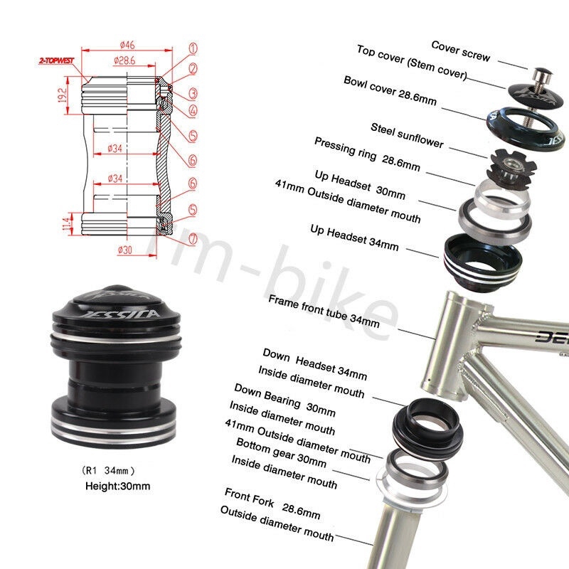 34mm Bike Sealed Bearings Headset 1 1 8 Mtb Road Bicycle Fork Steerer Parts Shopee Singapore