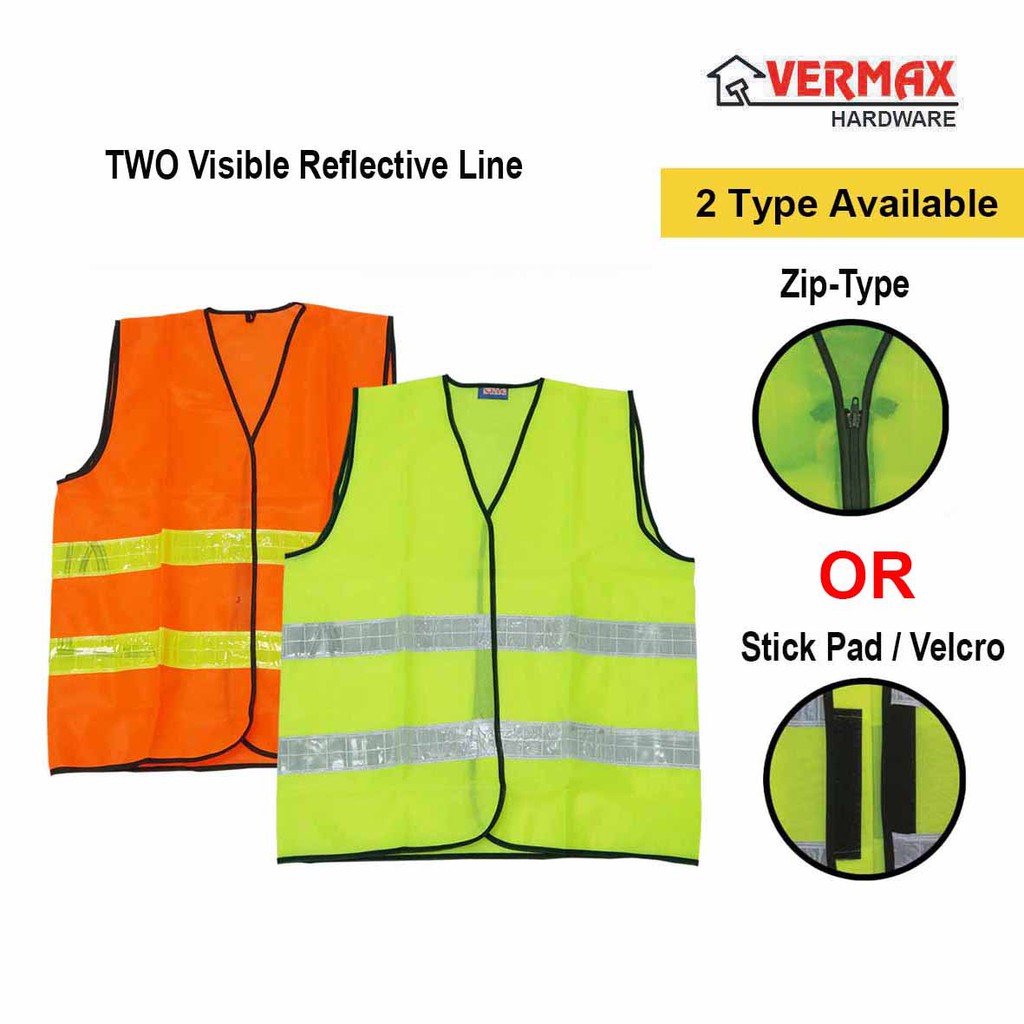 Shop Malaysia Safety Vest With Visible Reflective Line Night Visible Clothes For Night Work Zip Type 2 Garis Baju Keselamatan Shopee Singapore