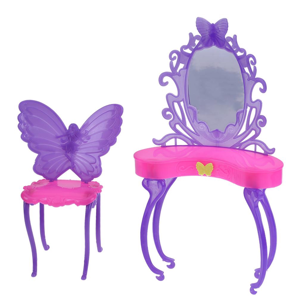 Butterfly Dressing Makeup Table Chair Bedroom Furniture For Barbie Dolls