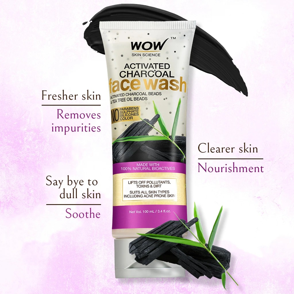 wow skin science activated charcoal face wash