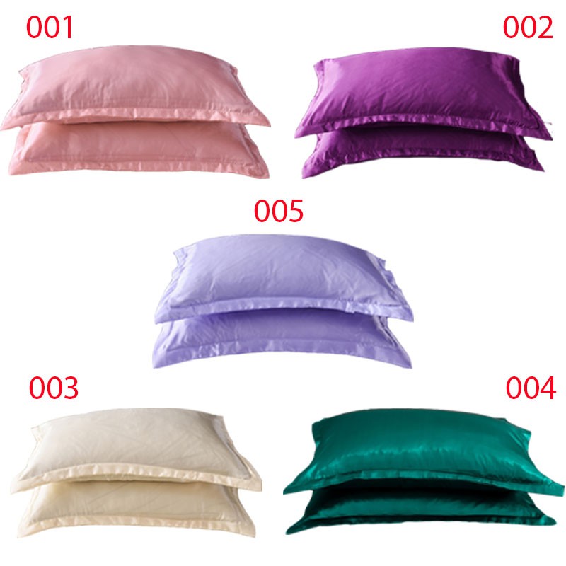 1 Pair Tencel Fabric Pillow Cases Pure Color Pillowcases 100
