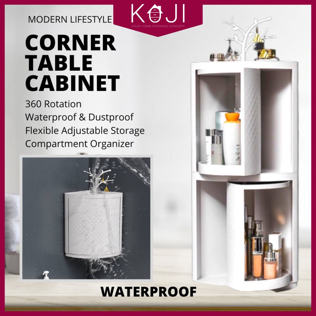 KOJI Multifunction Corner Rotate Storage Suction Wall for Bathroom