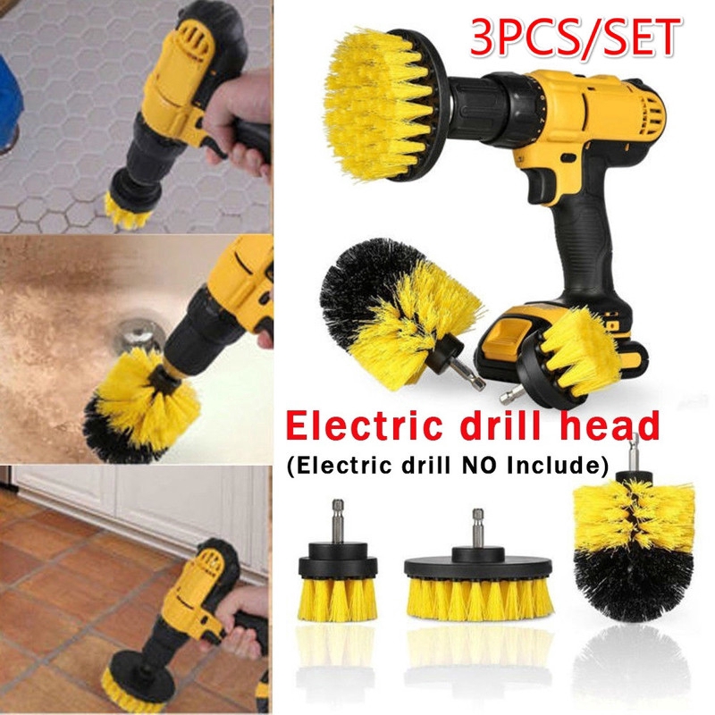 3pcs/set Electric Drill Brush Cleaning Tool Tile Grout Scrubber