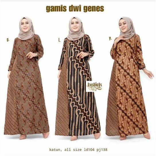  Gamis  Batik  Dwi Genes  Cotton Muslim Women Uniforms Modern 