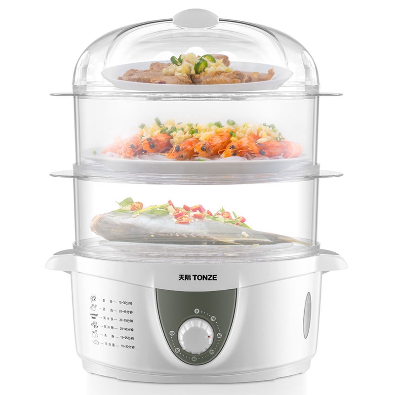 Tonze 天际电蒸锅多功能电蒸笼电热锅蒸菜蒸蛋3层大容量早餐 Shopee Singapore