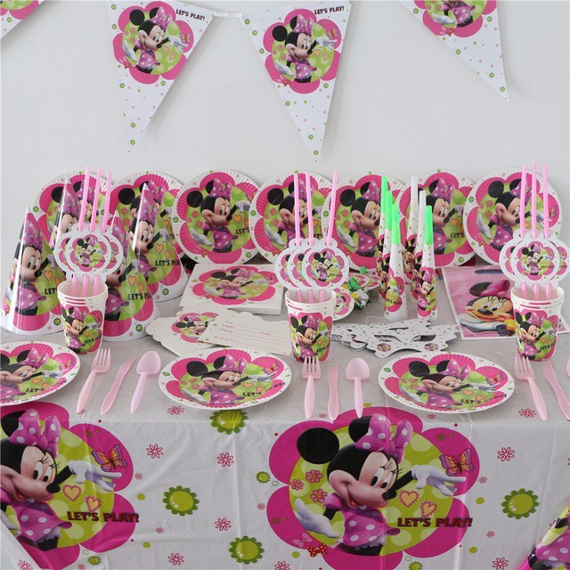 Minnie Mouse Birthday Decorations Kids Supplies Party Tableware