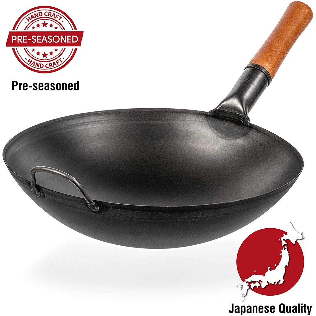 8 9 Sales Yosukata Pre Seasoned Carbon Steel Wok Pan 14 Round Bottom Wok Ready Stock Shopee Singapore