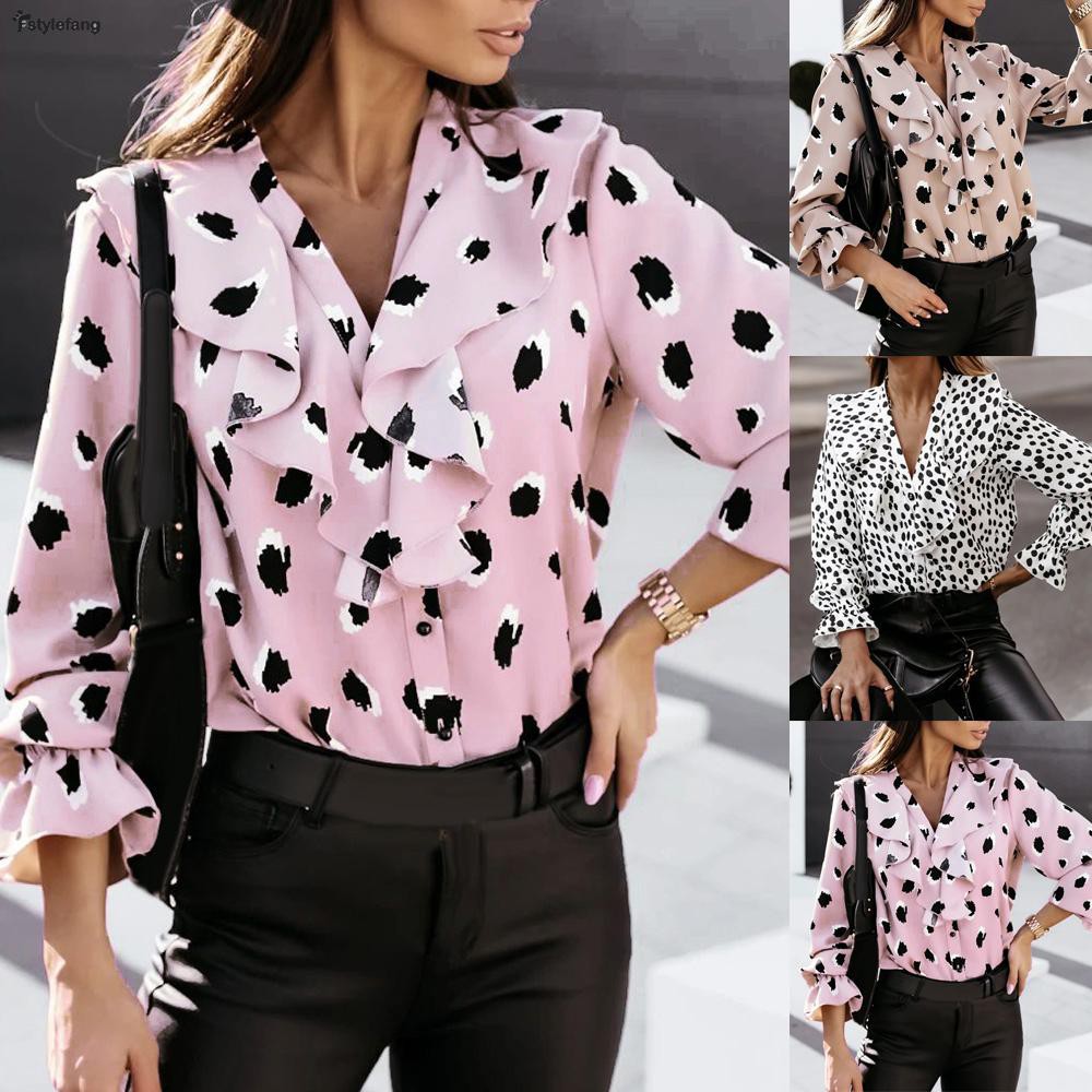 polka dot button up blouse