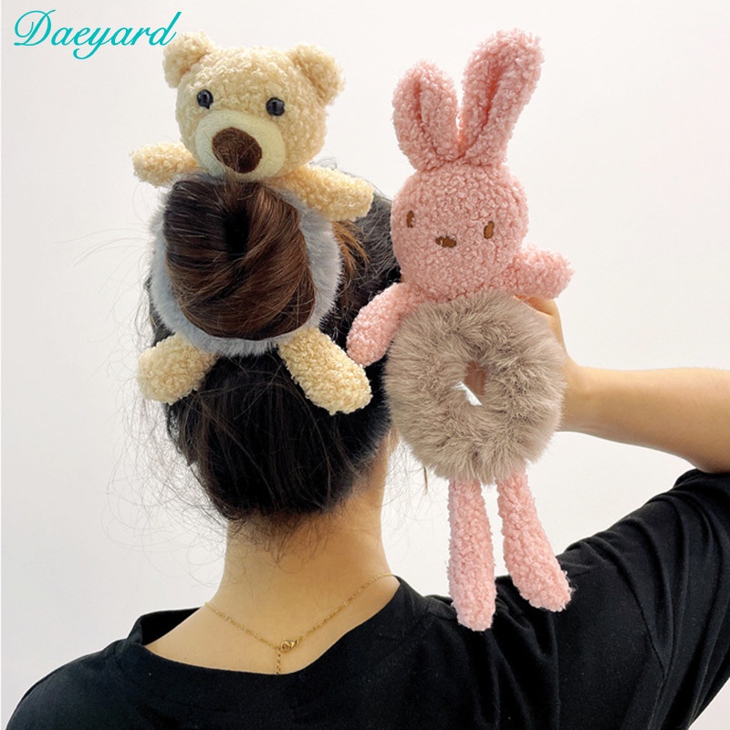 Fashion Cute Bear Rabbit Hair Ties Ins Style Women Head Rope Soft Velvet  Hair Band Girls Hair Accessries | Shopee Singapore
