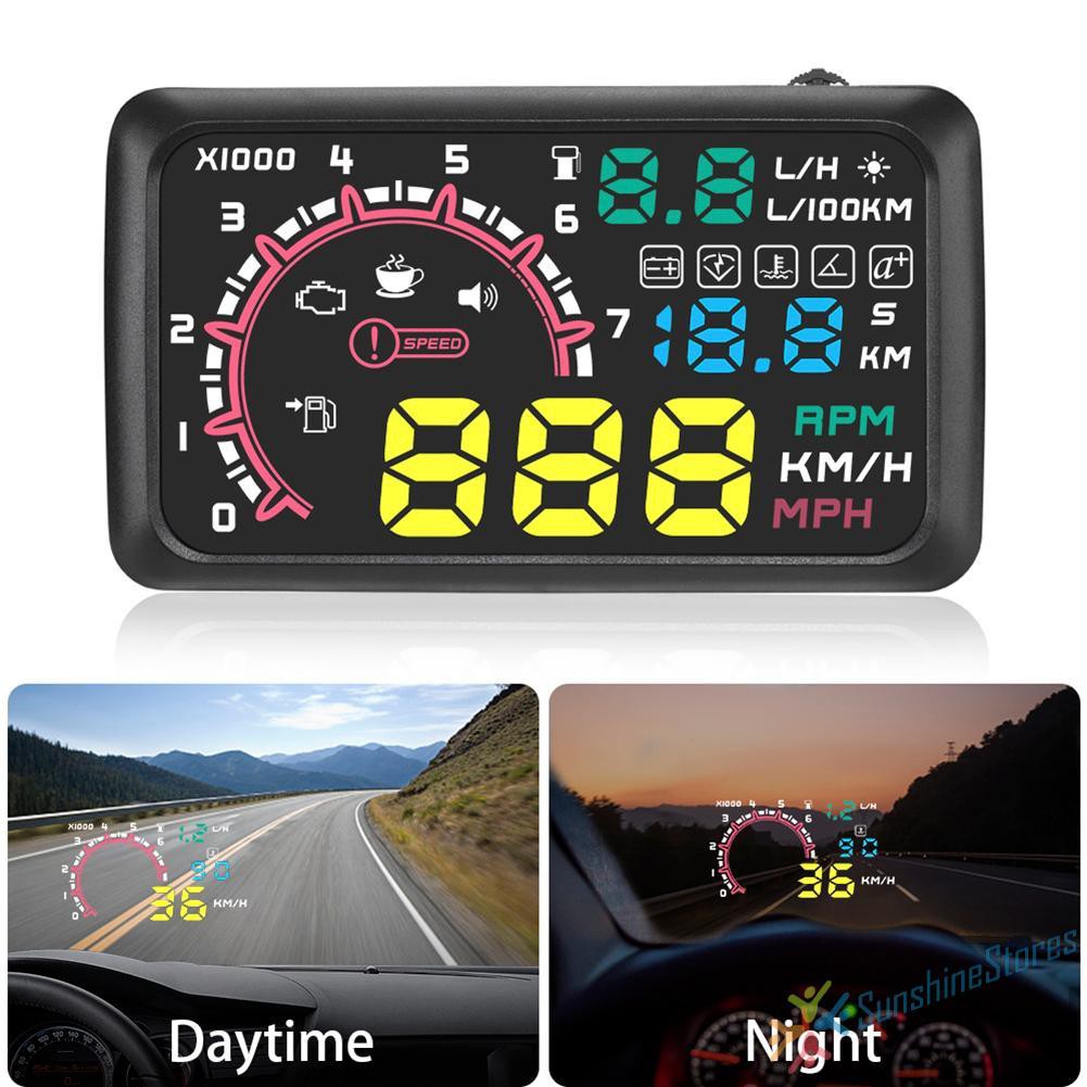 W02 Hud Auto Head Up Display Film 5 5inch Windshield Obd2 Car Speed Display Shopee Singapore