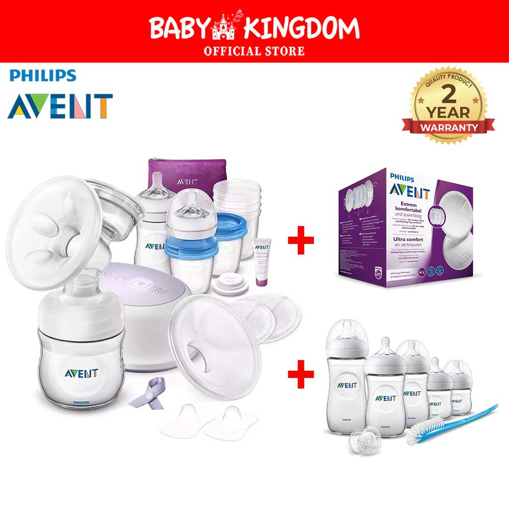 Philips Avent Single Electric Breast Pump With Avent Natural Starter Set With Breast Pads Baby Kingdom Shopee Singapore