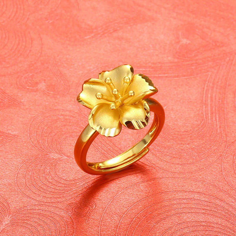 Fashion 24k Gold Flower Ring Adjustable Open Rings Jewellery Gifts For Women Shopee Singapore